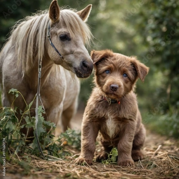 Obraz Pony and dog 