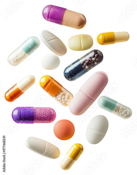 Obraz PNG Real medicines medication capsules pills.