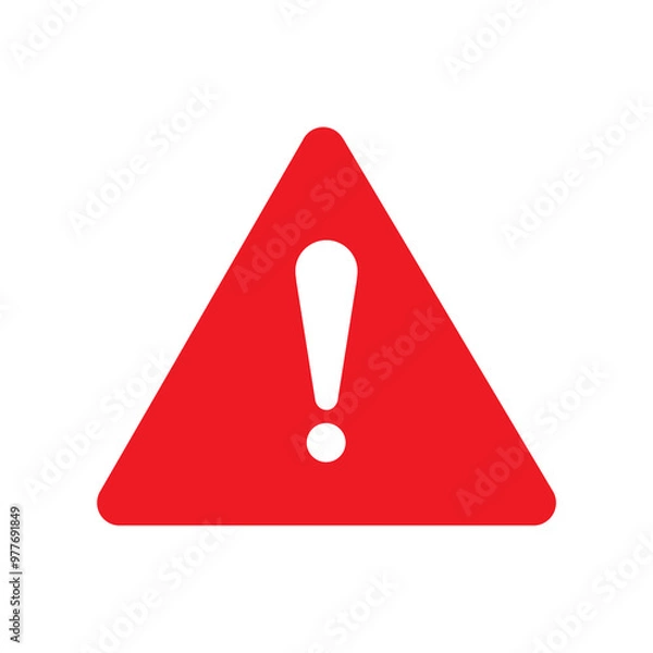Fototapeta Red triangle icon sign with exclamation mark | Dangerous area warning sign
