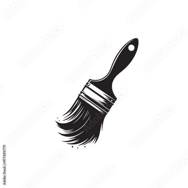 Obraz Paintbrush silhouette. Paintbrush logo, icon. Paintbrush vector design isolated on white background.