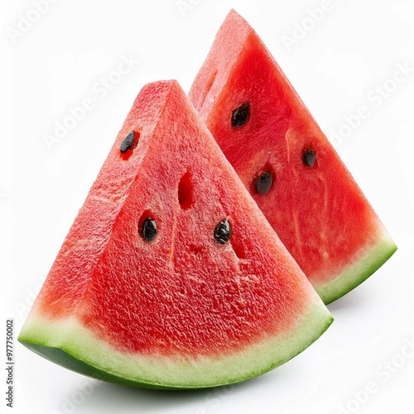 Obraz two slices of watermelon isolated on white background