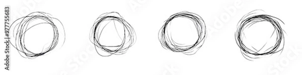 Fototapeta Hand-drawn doodle scribble circle shapes, Isolated PNG with Transparent Background