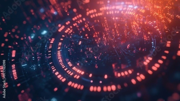 Fototapeta Abstract Digital Art with Red and Blue Lights