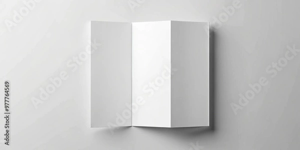 Fototapeta Blank Tri-Fold Brochure Mockup on White Background, mockup, brochure, design