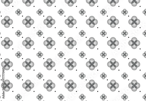 Fototapeta flower circle pattern black and white background for fabric prints, paper prints, poster designs, screens, wrapping paper, banner backgrounds, etc	