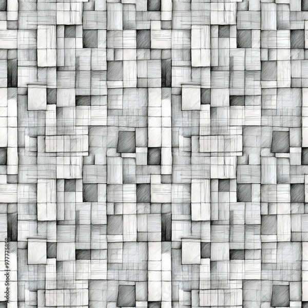 Obraz abstract square background, hand drawn , monochrome, seamless pattern