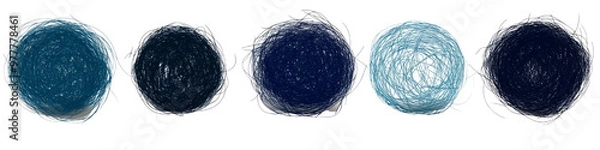 Fototapeta Hand-drawn doodle scribble circle shapes, Isolated PNG with Transparent Background