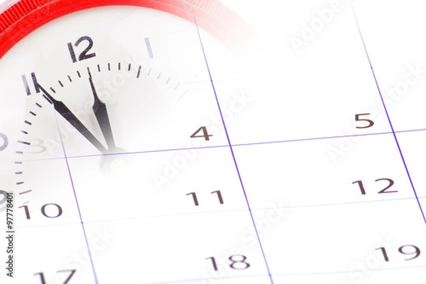 Fototapeta Collage with clock and calendar