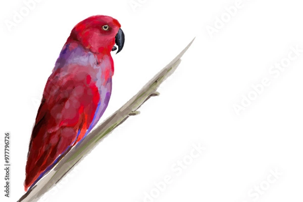 Fototapeta ИллюстрацStunning watercolor illustration of a vibrant red parrot, a lilac-breasted roller, and a majestic flamingo. Perfect for wildlife enthusiasts, tropical art lovers, and nature-inия без названия