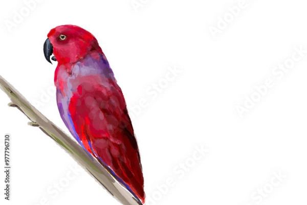 Fototapeta ИллюстрацStunning watercolor illustration of a vibrant red parrot, a lilac-breasted roller, and a majestic flamingo. Perfect for wildlife enthusiasts, tropical art lovers, and nature-inия без названия