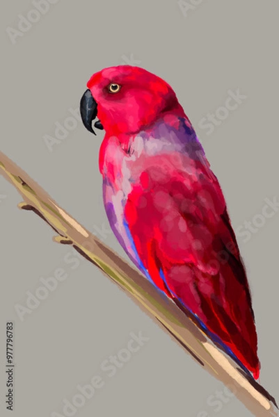 Fototapeta ИллюстрацStunning watercolor illustration of a vibrant red parrot, a lilac-breasted roller, and a majestic flamingo. Perfect for wildlife enthusiasts, tropical art lovers, and nature-inия без названия