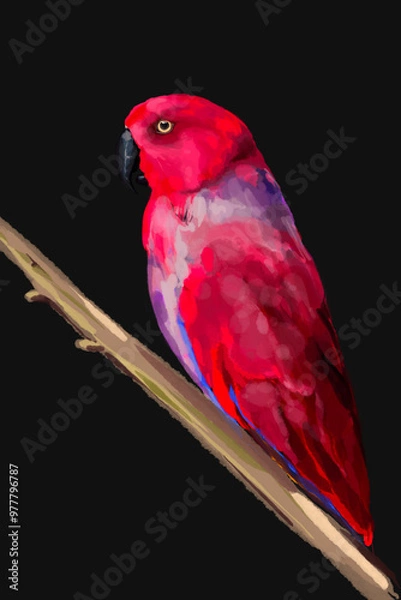 Fototapeta ИллюстрацStunning watercolor illustration of a vibrant red parrot, a lilac-breasted roller, and a majestic flamingo. Perfect for wildlife enthusiasts, tropical art lovers, and nature-inия без названия