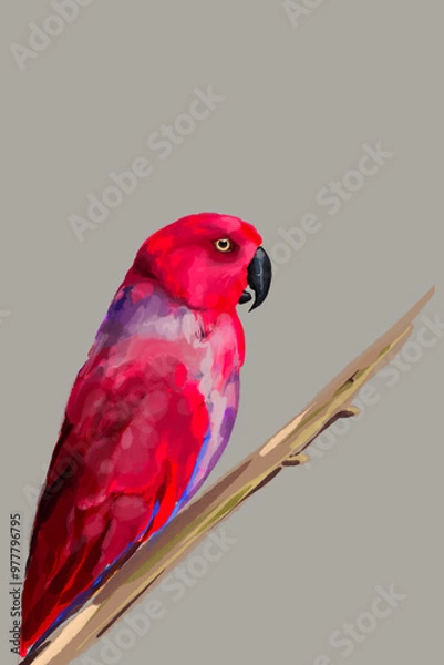 Fototapeta ИллюстрацStunning watercolor illustration of a vibrant red parrot, a lilac-breasted roller, and a majestic flamingo. Perfect for wildlife enthusiasts, tropical art lovers, and nature-inия без названия