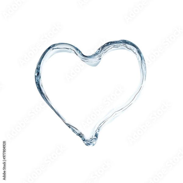 Obraz A clear water heart shape, symbolizing love and purity, perfect for romantic themes and creative designs. PNG file, Transparent background.