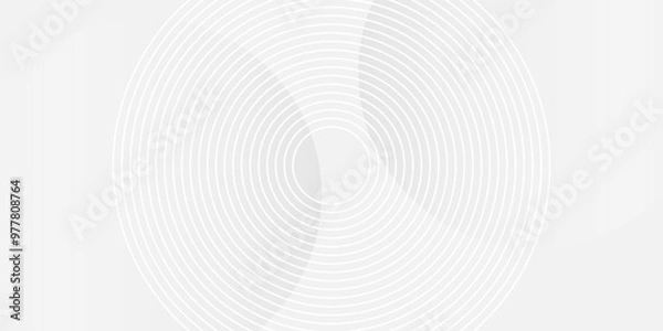 Fototapeta White geometric abstract background overlap layer on bright space with lines effect decoration. Modern graphic design element circles style concept for banner.