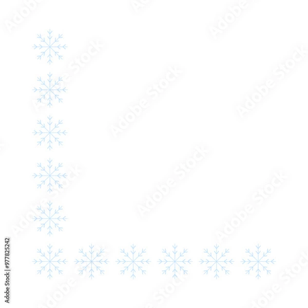 Fototapeta Page corner border with light blue snowflakes. Border for banner, text or photo Merry Christmas and New Year. Vector.