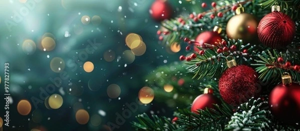 Fototapeta Christmas holiday background featuring copy space for your text