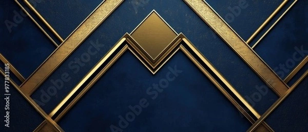 Fototapeta Elegant geometric design with gold and blue elements featured prominently