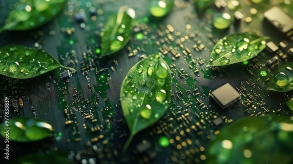 Fototapeta Green Technology, Nature and Circuitry