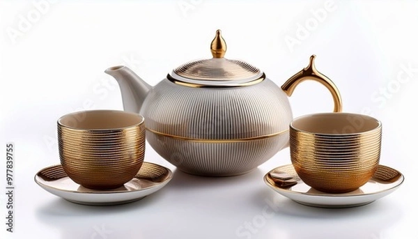 Obraz Striped Gold Tea Set