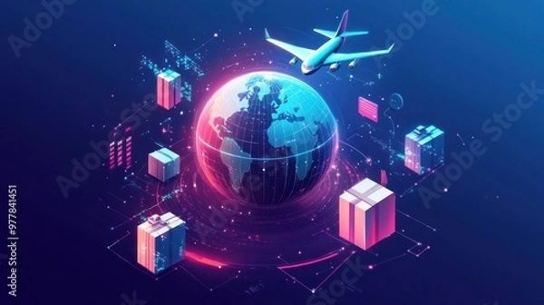 Fototapeta Global Ecommerce and Shipping