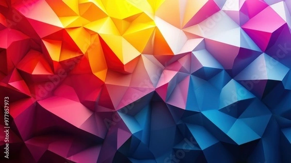 Fototapeta Polygonal shapes with contrasting colors in motion