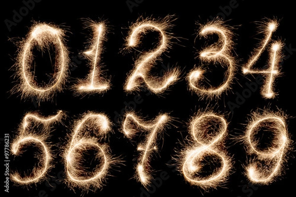 Obraz Fireworks numbers, set