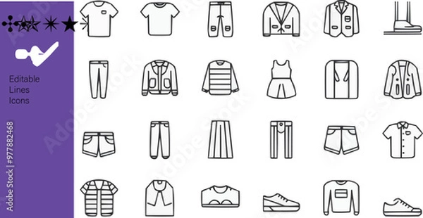 Fototapeta Shopping Line Editable Icons set. Vector illustration in modern thin line style of marketing icons: payment methods, pictograms and infographic for mobile applications, and types of goods