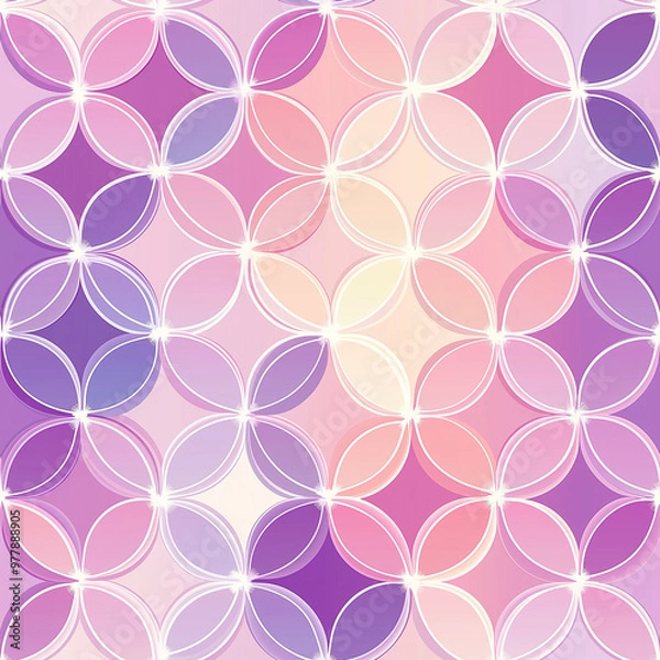 Fototapeta Pink and purple tessellating circles - abstract background with circles. Seamless 