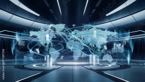 Fototapeta AI and Global Business Design Concept, generative AI