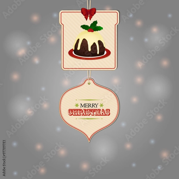 Obraz Christmas tags and pudding background