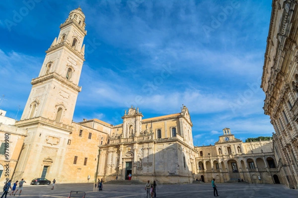 Fototapeta Piazza del Duomo square with Cathedral in Lecce