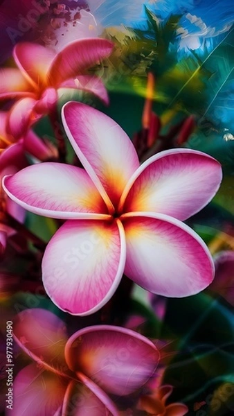 Obraz Close up pink plumeria flower background, nature abstract