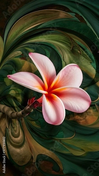 Fototapeta Close up pink plumeria flower background, nature abstract