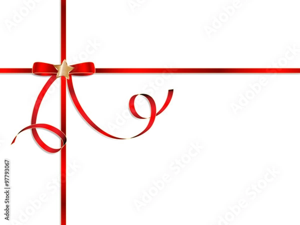 Obraz Red elegant gift ribbon bow with golden star