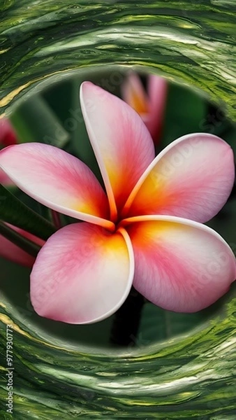 Fototapeta Close up pink plumeria flower background, nature abstract