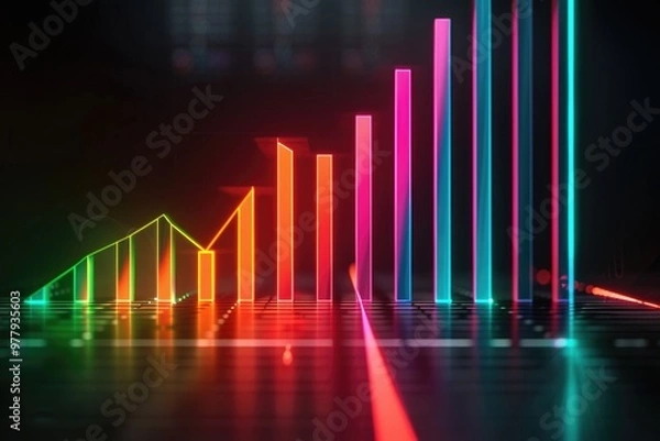 Obraz A person standing in front of a long line of neon lights, possibly at an event or festival