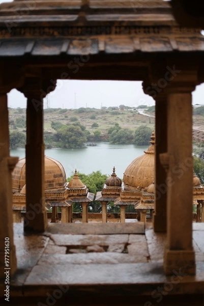 Fototapeta Cénotaphe Bada Bagh in Jaisalmer, India