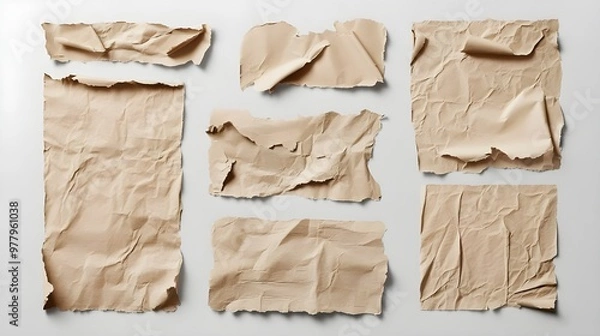 Fototapeta Set of torn paper sheet textures