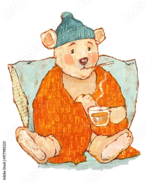 Obraz Sick Little Teddy Bear