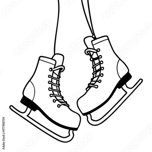 Fototapeta Vintage Ice Skates with Lace Strings – Vector Art
