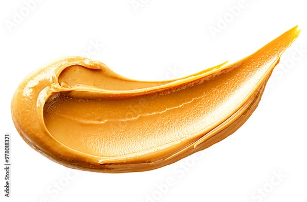 Fototapeta Thick and Creamy Peanut Butter Blob Spread or Smeared Horizontally, Isolated with No Background / Background Removed
