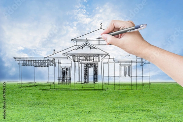 Obraz architect hand drawing a house