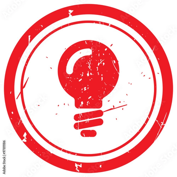 Obraz Red Light Bulb rubber stamp
