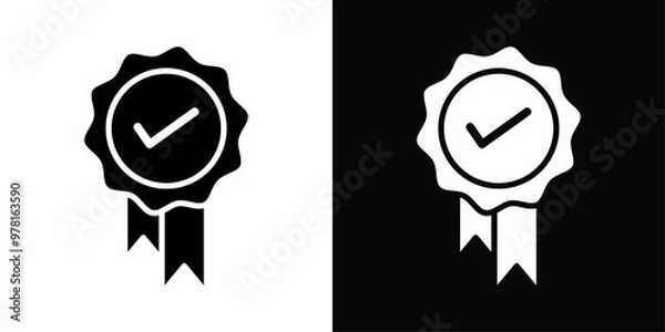 Fototapeta certificate icon Vector flat thin line illustration