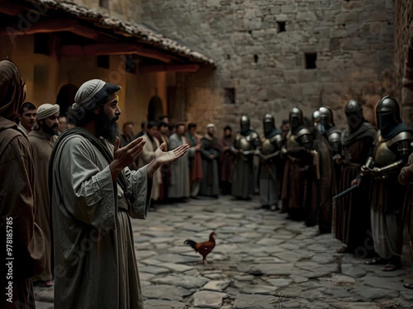 Fototapeta Gospel Images from the Bible NT - Peter denies Jesus three times