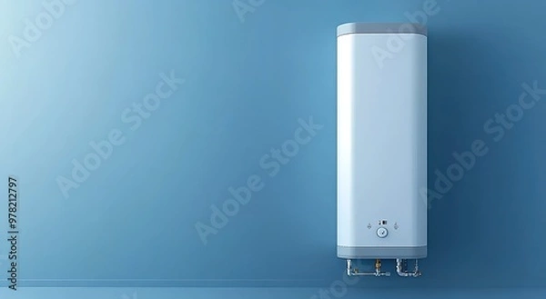 Fototapeta  Water heater system on a blue background

