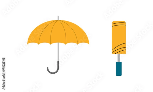 Obraz Umbrella logo, portable, collapsible devices designed to shield from rain or sunlight