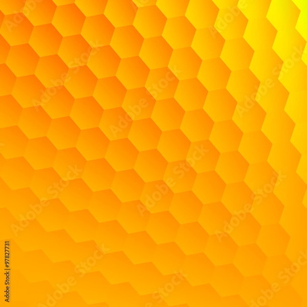Obraz Abstract yellow hexagons background. Opaque bubbles decor.