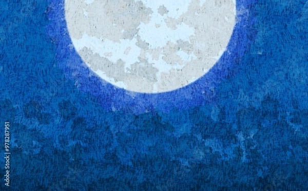 Obraz 満月が浮かぶ夜空をイメージした水彩背景素材